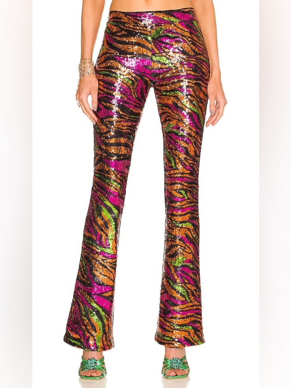Dundas X Revolve Jerry Flare Pant Sequin Zebra XXS NWT - Picture 2 of 13
